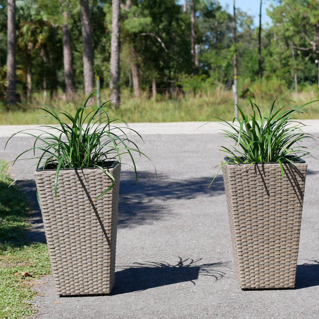 Set of 2 Wicker Planters, Medium