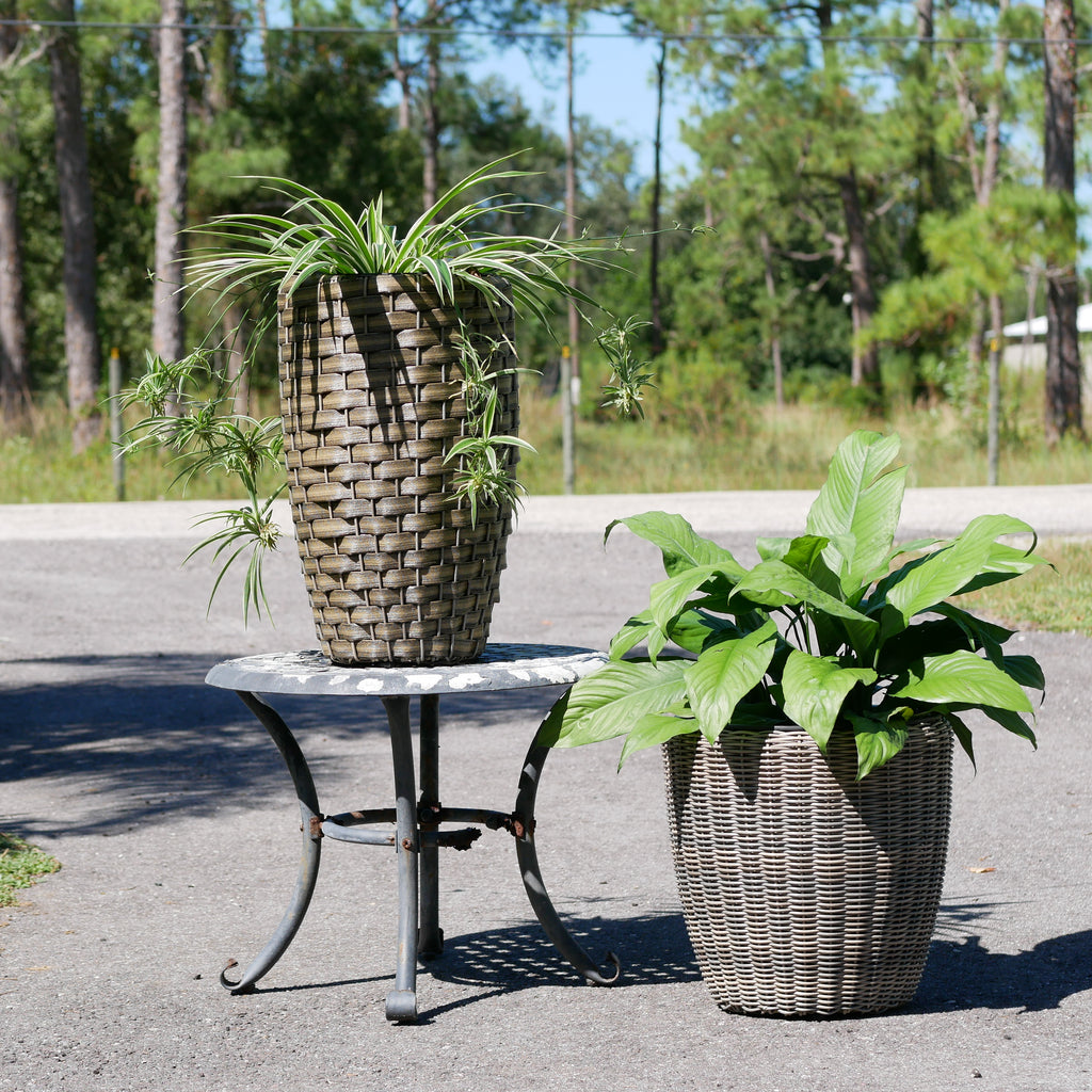outdoor wicker pots for plants Round Wicker Planter, Medium – Rattan Planters