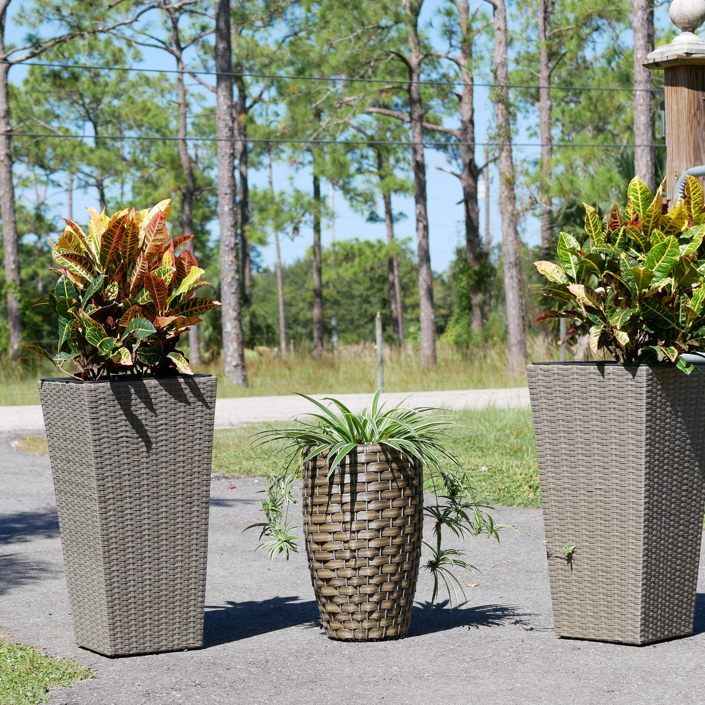 Set of 2 Wicker Planters, Large