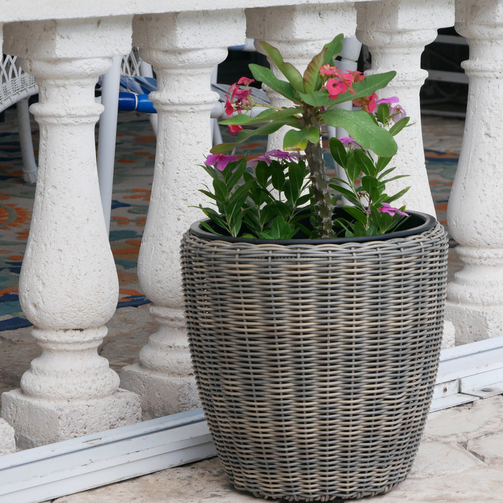 Round Wicker Planter
