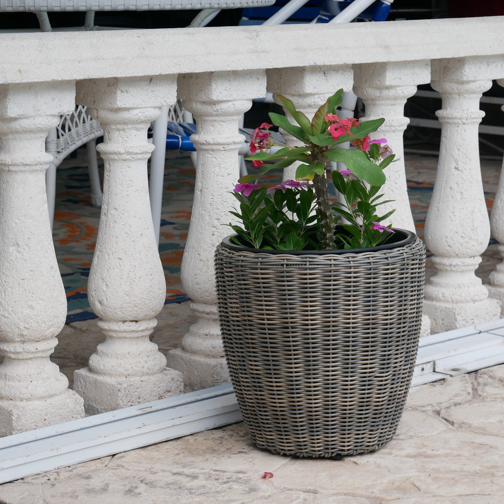 Round Wicker Planter