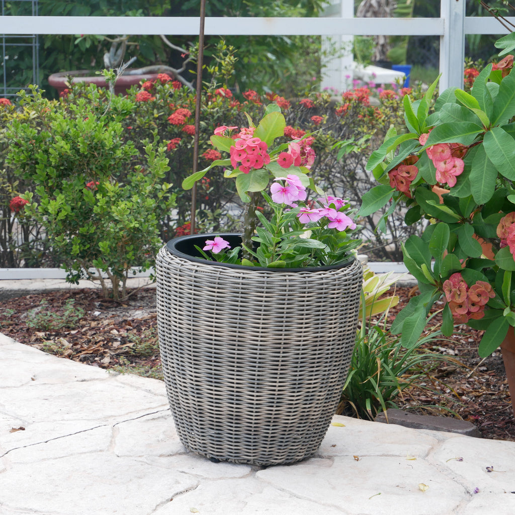 Round Wicker Planter