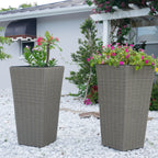 Set of 2 Wicker Planters, Large