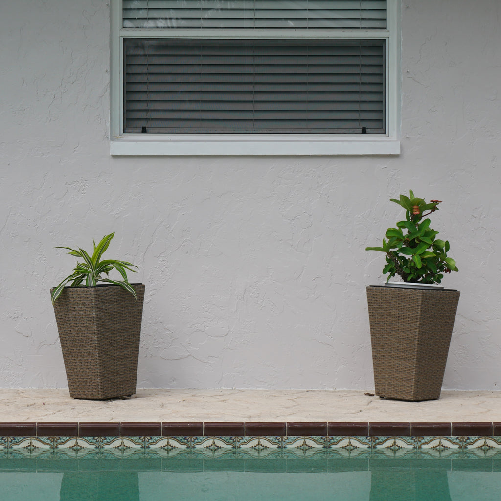 Set of 2 Wicker Planters, Medium